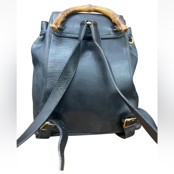 Gucci Black Leather Backpack with Gold Accents - Picture 4 of 13